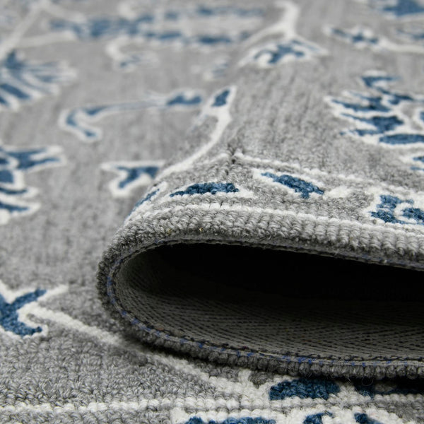 AMER Rugs Romania ROM-1 Hand-Hooked Floral Classic Area Rug Gray 9' x 13'