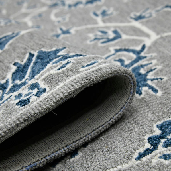 AMER Rugs Romania ROM-1 Hand-Hooked Floral Classic Area Rug Gray 9' x 13'