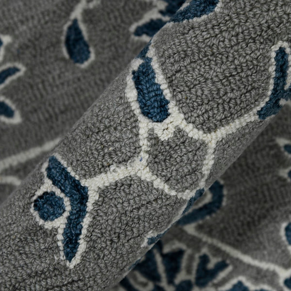 AMER Rugs Romania ROM-1 Hand-Hooked Floral Classic Area Rug Gray 9' x 13'