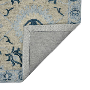 AMER Rugs Romania ROM-2 Hand-Hooked Floral Classic Area Rug Light Blue 9' x 13'