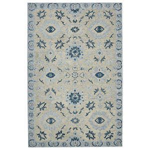 AMER Rugs Romania ROM-2 Hand-Hooked Floral Classic Area Rug Light Blue 9' x 13'