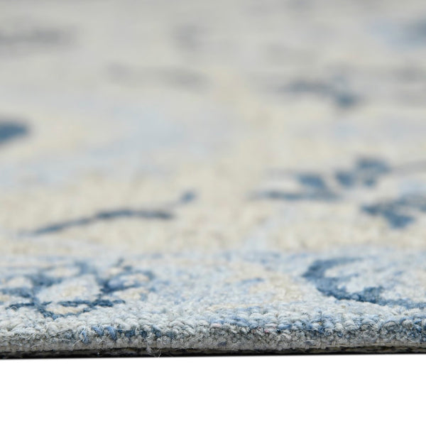 AMER Rugs Romania ROM-2 Hand-Hooked Floral Classic Area Rug Light Blue 9' x 13'