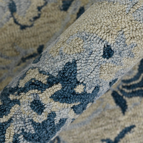 AMER Rugs Romania ROM-2 Hand-Hooked Floral Classic Area Rug Light Blue 9' x 13'