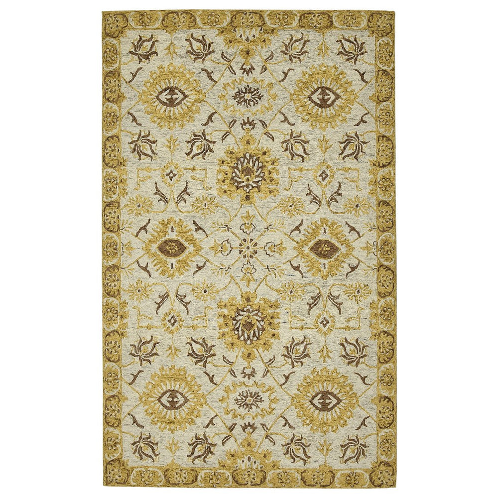 AMER Rugs Romania ROM-3 Hand-Hooked Floral Classic Area Rug Gold 9' x 13'