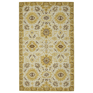 AMER Rugs Romania ROM-3 Hand-Hooked Floral Classic Area Rug Gold 9' x 13'
