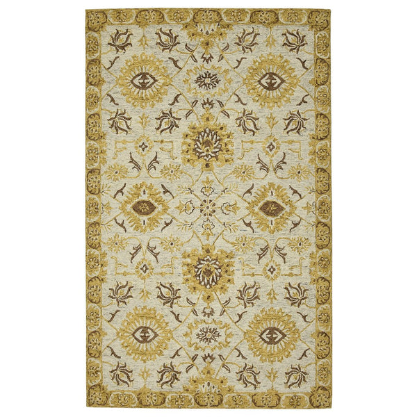AMER Rugs Romania ROM-3 Hand-Hooked Floral Classic Area Rug Gold 9' x 13'
