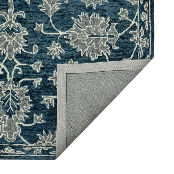 AMER Rugs Romania ROM-4 Hand-Hooked Floral Classic Area Rug Navy 9' x 13'