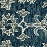 AMER Rugs Romania ROM-4 Hand-Hooked Floral Classic Area Rug Navy 9' x 13'