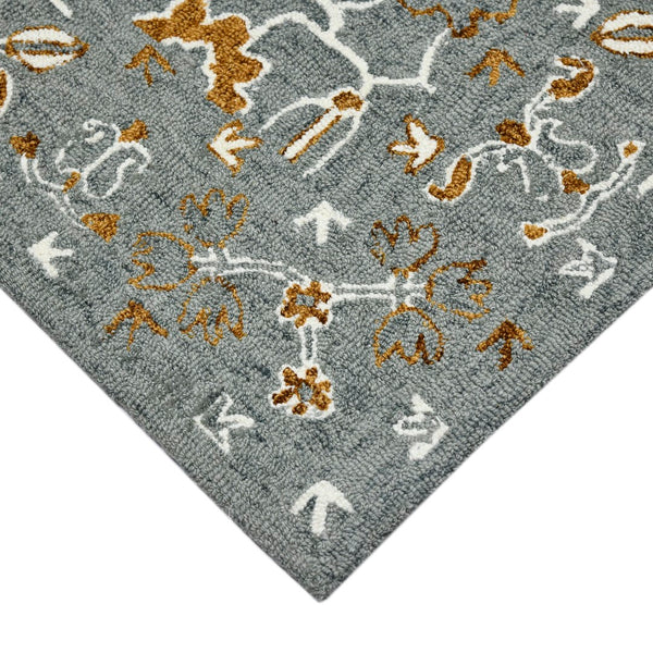 AMER Rugs Romania ROM-5 Hand-Hooked Floral Classic Area Rug Gray/Orange 9' x 13'