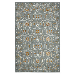 AMER Rugs Romania ROM-5 Hand-Hooked Floral Classic Area Rug Gray/Orange 9' x 13'