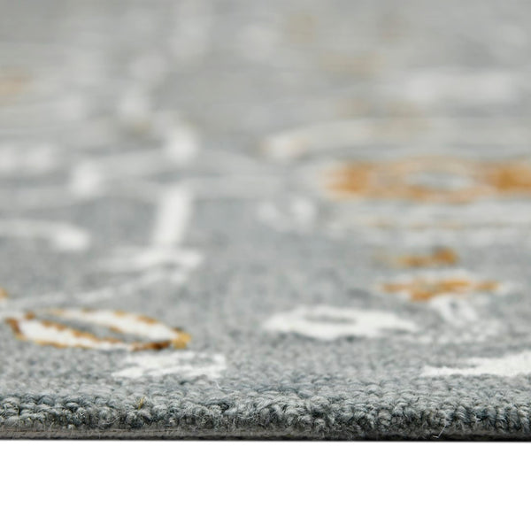 AMER Rugs Romania ROM-5 Hand-Hooked Floral Classic Area Rug Gray/Orange 9' x 13'