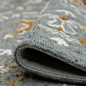 AMER Rugs Romania ROM-5 Hand-Hooked Floral Classic Area Rug Gray/Orange 9' x 13'