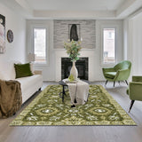 AMER Rugs Romania ROM-6 Hand-Hooked Floral Classic Area Rug Olive Green 9' x 13'