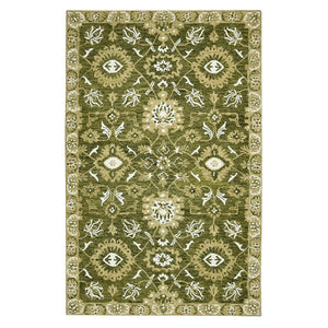 AMER Rugs Romania ROM-6 Hand-Hooked Floral Classic Area Rug Olive Green 9' x 13'