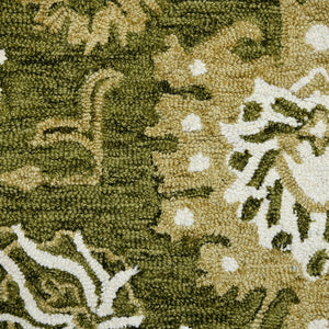 AMER Rugs Romania ROM-6 Hand-Hooked Floral Classic Area Rug Olive Green 9' x 13'