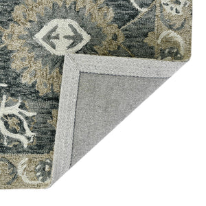 AMER Rugs Romania ROM-7 Hand-Hooked Floral Classic Area Rug Gray 9' x 13'