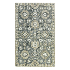 AMER Rugs Romania ROM-7 Hand-Hooked Floral Classic Area Rug Gray 9' x 13'