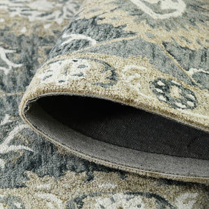 AMER Rugs Romania ROM-7 Hand-Hooked Floral Classic Area Rug Gray 9' x 13'