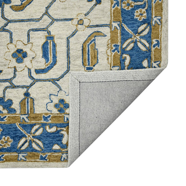 AMER Rugs Romania ROM-8 Hand-Hooked Floral Classic Area Rug Blue 9' x 13'