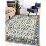 AMER Rugs Romania ROM-8 Hand-Hooked Floral Classic Area Rug Blue 9' x 13'