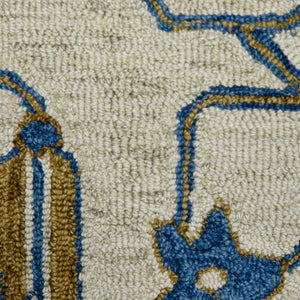 AMER Rugs Romania ROM-8 Hand-Hooked Floral Classic Area Rug Blue 9' x 13'