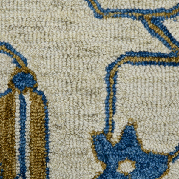 AMER Rugs Romania ROM-8 Hand-Hooked Floral Classic Area Rug Blue 9' x 13'