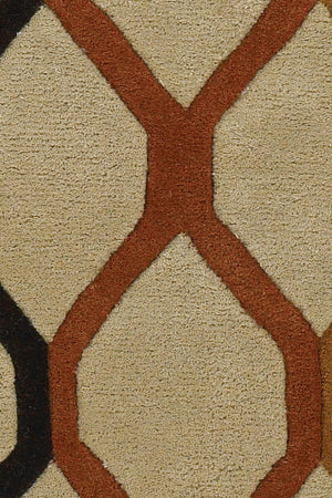 Chandra Rugs Rowe 100% Wool Hand-Tufted Contemporary Rug Beige/Orange/Rust/Black/Blue/Green 7'9 Round