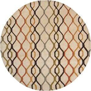 Chandra Rugs Rowe 100% Wool Hand-Tufted Contemporary Rug Beige/Orange/Rust/Black/Blue/Green 7'9 Round