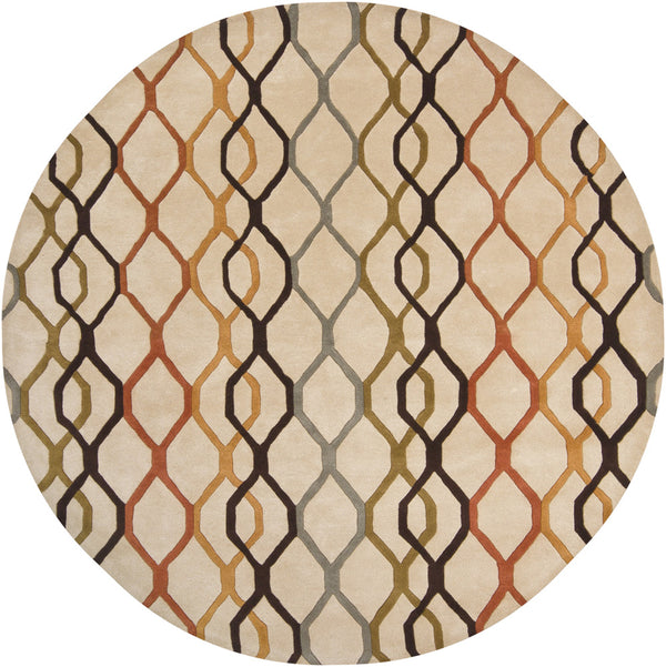 Chandra Rugs Rowe 100% Wool Hand-Tufted Contemporary Rug Beige/Orange/Rust/Black/Blue/Green 7'9 Round