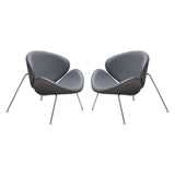 Set of (2) Roxy Accent Chair with Chrome Frame - GREY
