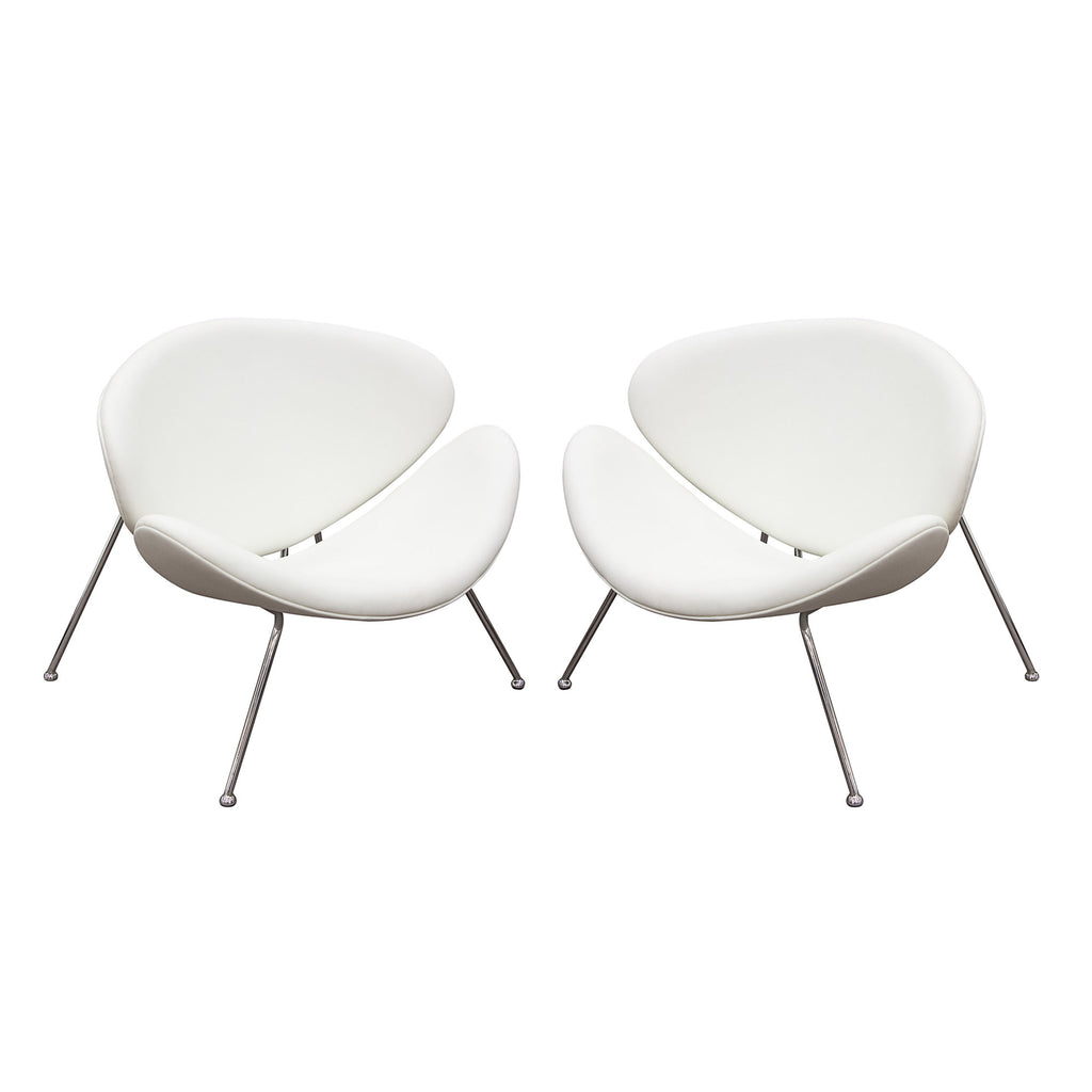Set of (2) Roxy White Accent Chair with Chrome Frame by Diamond Sofa