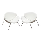 Set of (2) Roxy White Accent Chair with Chrome Frame