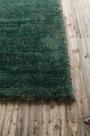 Chandra Rugs Royal 70% Wool + 30% Polyester Hand-Woven Contemporary Rug Blue/Green 9' x 13'