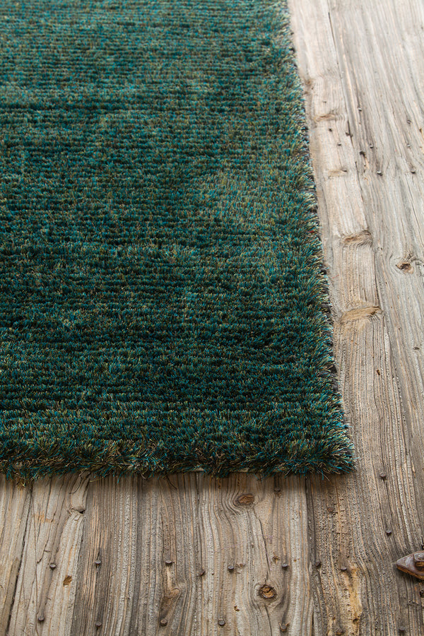 Chandra Rugs Royal 70% Wool + 30% Polyester Hand-Woven Contemporary Rug Blue/Green 9' x 13'