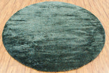 Chandra Rugs Royal 70% Wool + 30% Polyester Hand-Woven Contemporary Rug Blue/Green 7'9 Round