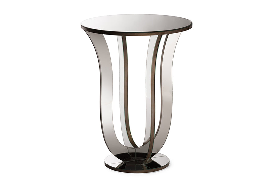 Baxton Studio Kylie Modern and Contemporary Hollywood Regency Glamour Style Mirrored Accent Side Table