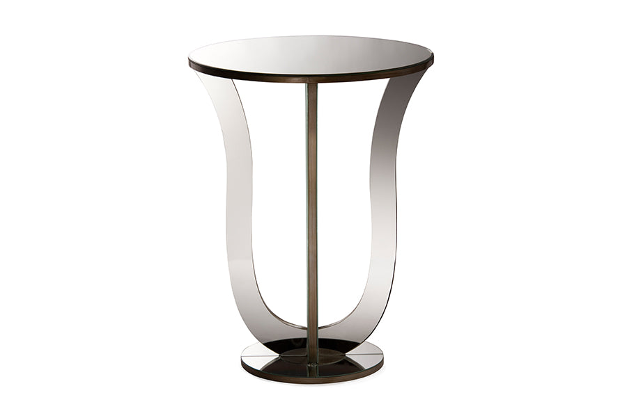 Baxton Studio Kylie Modern and Contemporary Hollywood Regency Glamour Style Mirrored Accent Side Table