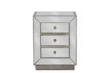 Baxton Studio Currin Contemporary Mirrored 3-Drawer Nightstand