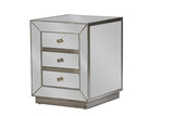 Baxton Studio Currin Contemporary Mirrored 3-Drawer Nightstand