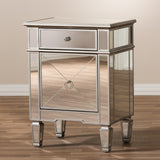 Baxton Studio Claudia Hollywood Regency Glamour Style Mirrored Nightstand