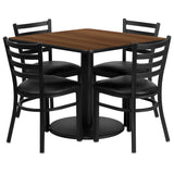 English Elm EE2423 Traditional Commercial Grade Laminate Restaurant Table and Chair Set Walnut Top/Black Vinyl Seat EEV-15875