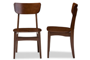 Baxton Studio Netherlands Mid-century Modern Scandinavian Style Dark Walnut Bent Wood Dining Side Chair (Set of 2)