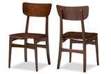 Baxton Studio Netherlands Mid-century Modern Scandinavian Style Dark Walnut Bent Wood Dining Side Chair (Set of 2)