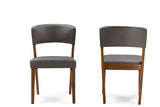 Baxton Studio Montreal Mid-Century Dark Walnut Wood Grey Faux Leather Dining Chairs (Set of 2)