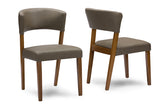 Montreal Mid-Century Dark Walnut Wood Grey Faux Leather Dining Chairs (Set of 2)