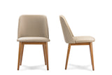 Baxton Studio Lavin Mid-Century "Walnut" Light Brown/Beige Faux Leather Dining Chair (Set of 2)