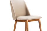 Baxton Studio Lavin Mid-Century "Walnut" Light Brown/Beige Faux Leather Dining Chair (Set of 2)