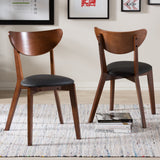 Baxton Studio Sumner Mid-Century Black Faux Leather and Walnut Brown Dining Chair
