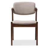 Baxton Studio Elegant Mid-Century Dark Walnut Wood Grey Fabric Upholstered Dining Armchair