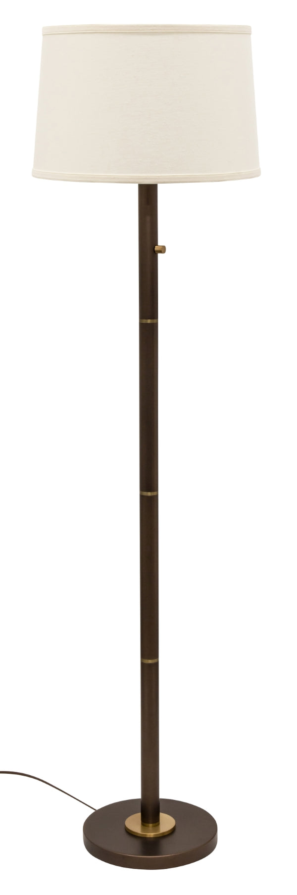 Rupert three way floor lamp in chestnut bronze with weathered brass accents